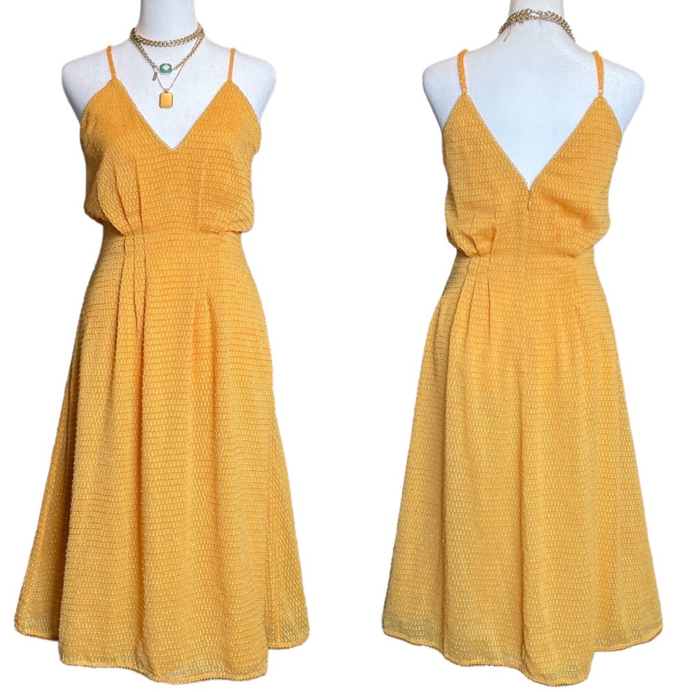 HOUSE OF HARLOW X REVOLVE | Fit and Flare Midi Mustard Yellow Dress | XS